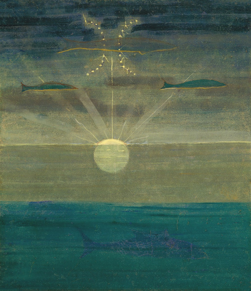 The Sun is Passing the Sign of Pisces form cycle "Zodiac" reproduction of painting by Mikalojus Konstantinas-Čiurlionis. Clas...