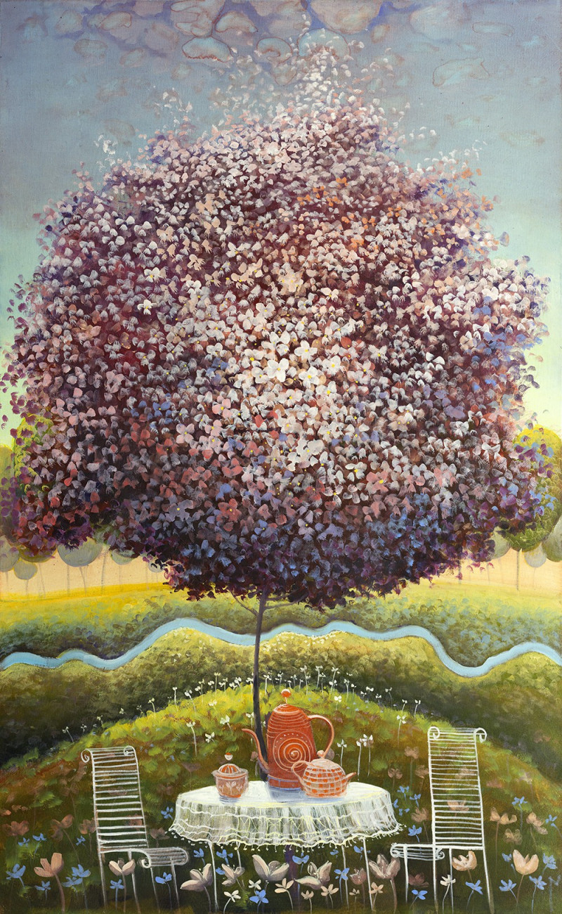 Under the Aplle Tree reproduction of painting by Modestas Malinauskas. Modestas Malinauskas prints