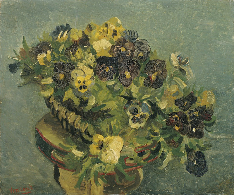 Basket of Pansies reproduction of painting by Vincent Van Gogh. Classical Paintings