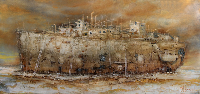 Ship 2 reproduction of painting by Modestas Malinauskas. Modestas Malinauskas prints