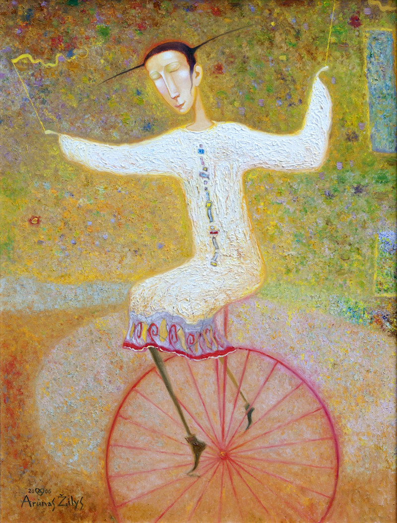 Cyclist II reproduction of painting by Arūnas Žilys. Arūnas Žilys artwork prints