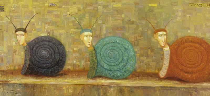 Snails reproduction of painting by Arūnas Žilys. Arūnas Žilys artwork prints