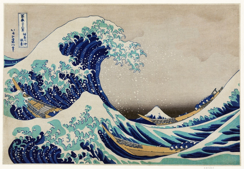 The Big Wave reproduction of painting by Katsushika Hokusai. Japanese Classic Art