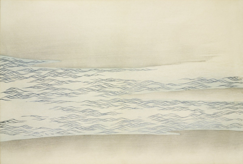 Ocean waves from Momoyogusa reproduction of painting by Kamisaka Sekka. Japanese Classic Art