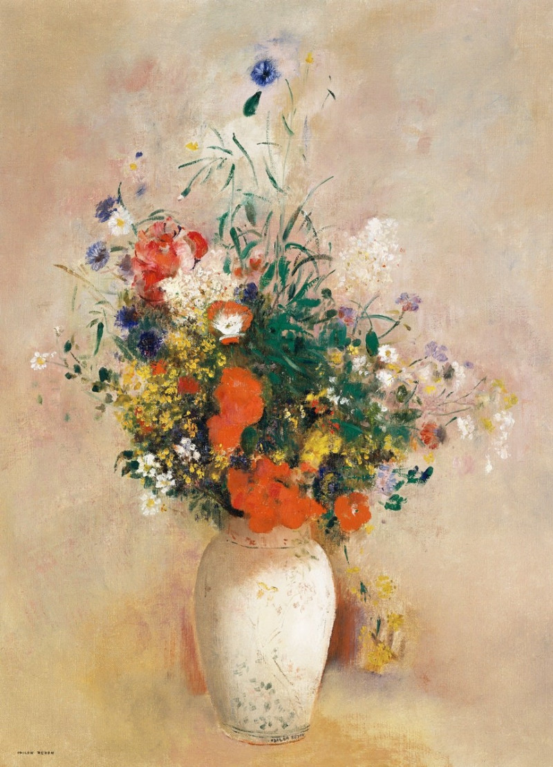 Vase of Flowers reproduction of painting by Odilon Redon. Flowers