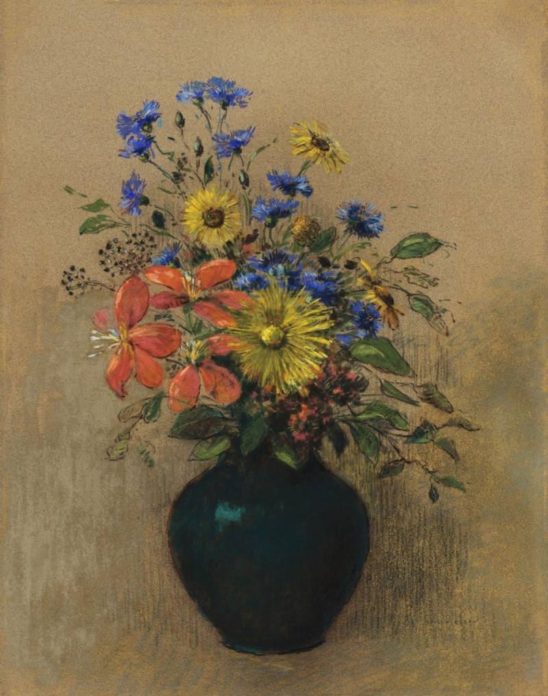 Wildflowers reproduction of painting by Odilon Redon. Classic paintings reproductions