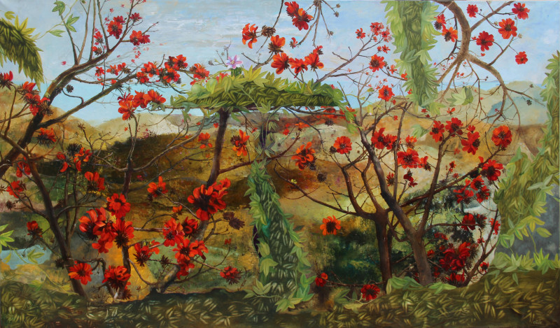 Stagnant Time reproduction of painting by Onutė Juškienė. Landscape