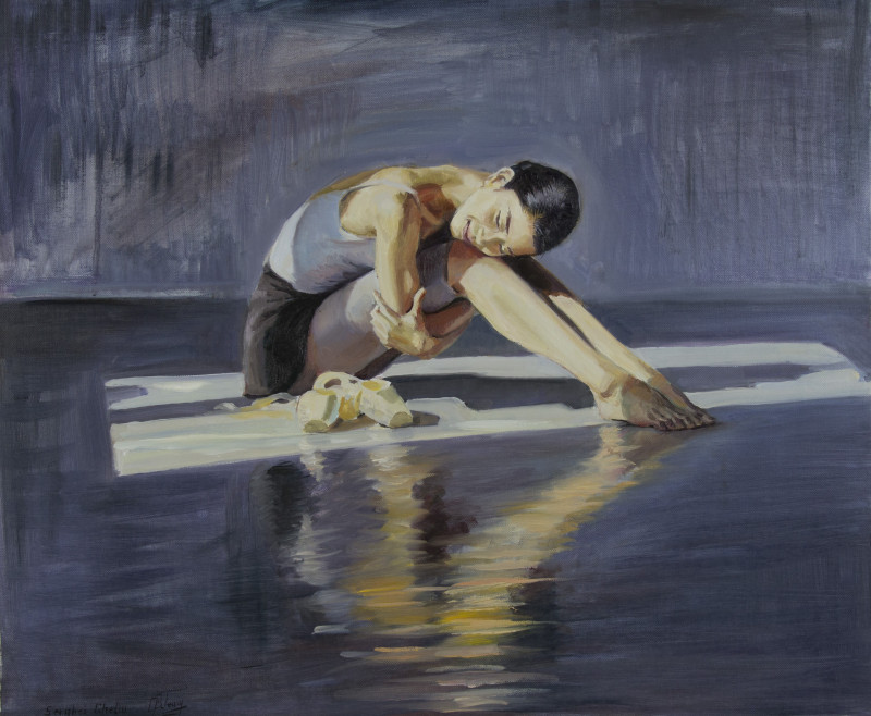 Dreams of a young ballerina II reproduction of painting by Serghei Ghetiu. People