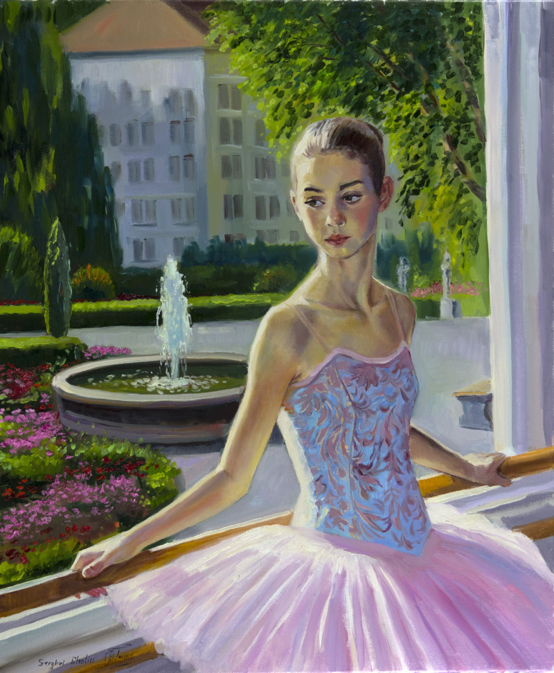 Portrait of a young ballerina reproduction of painting by Serghei Ghetiu. People