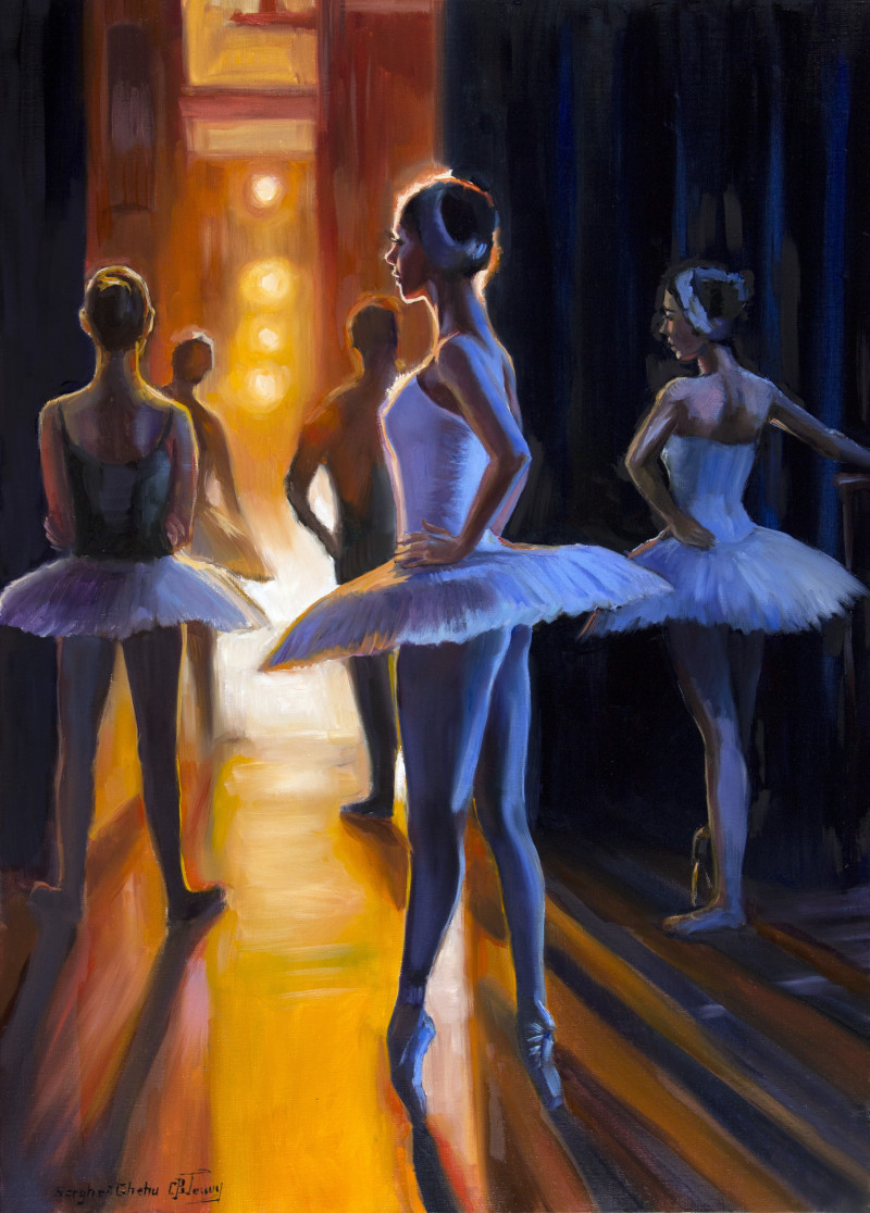 Backstage reproduction of painting by Serghei Ghetiu. Dance - Music