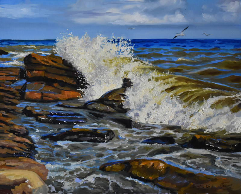 Wild Sea reproduction of painting by Serghei Ghetiu. Marinistic