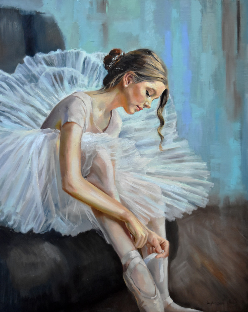 Ballerina preparing to lesson II reproduction of painting by Serghei Ghetiu. Portrait