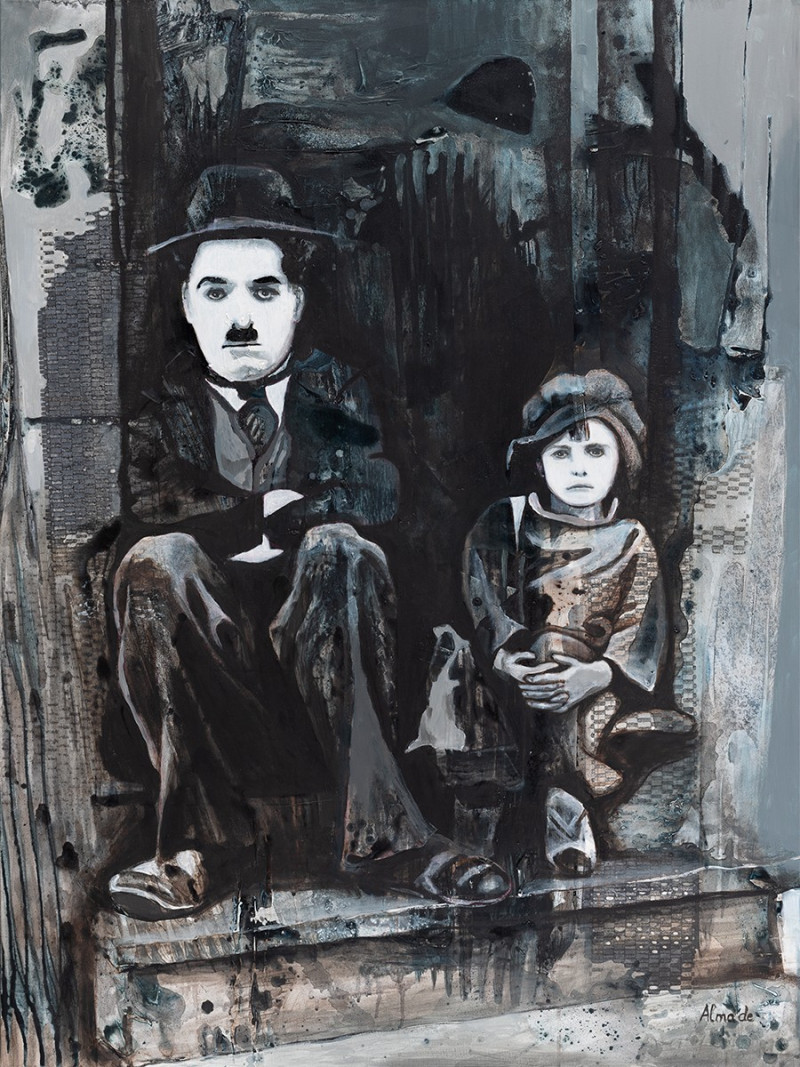 Ch.Chaplin reproduction of painting by Alma Karalevičienė. People