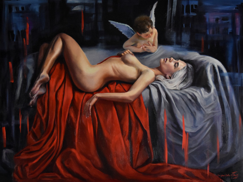 Stranger Dreams reproduction of painting by Serghei Ghetiu. Nude