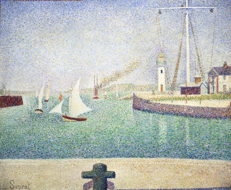 Entrance of The Port of Honfleur (1886) reproduction of painting by Georges Seurat. Classical Paintings