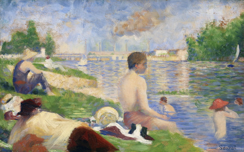 Final Study for “Bathers at Asnières” (1883) reproduction of painting by Georges Seurat. Classical Paintings