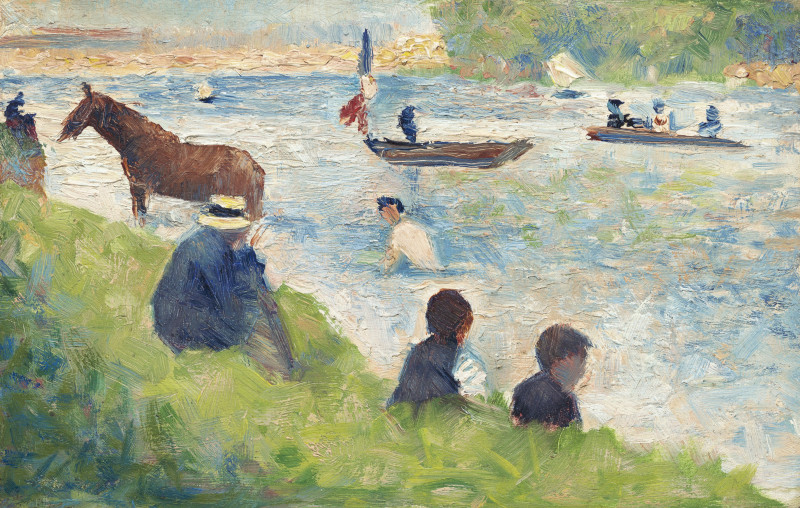 Horse and Boats (1883–1884) reproduction of painting by Georges Seurat. Classical Paintings