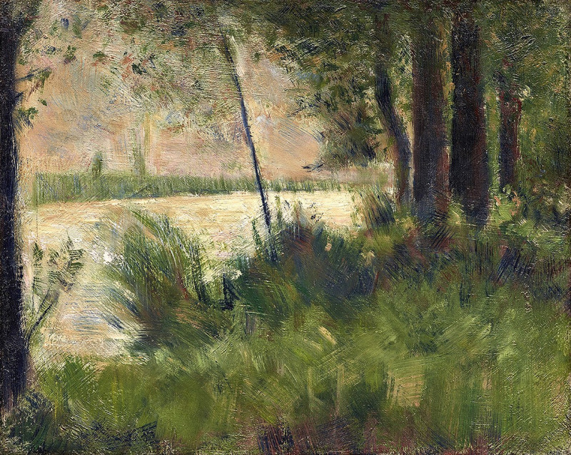 Georges Seurat reprodukcija Grassy Riverbank (1881–1882), Klasikų reprodukcijos , paveikslai, reprodukcijos internetu