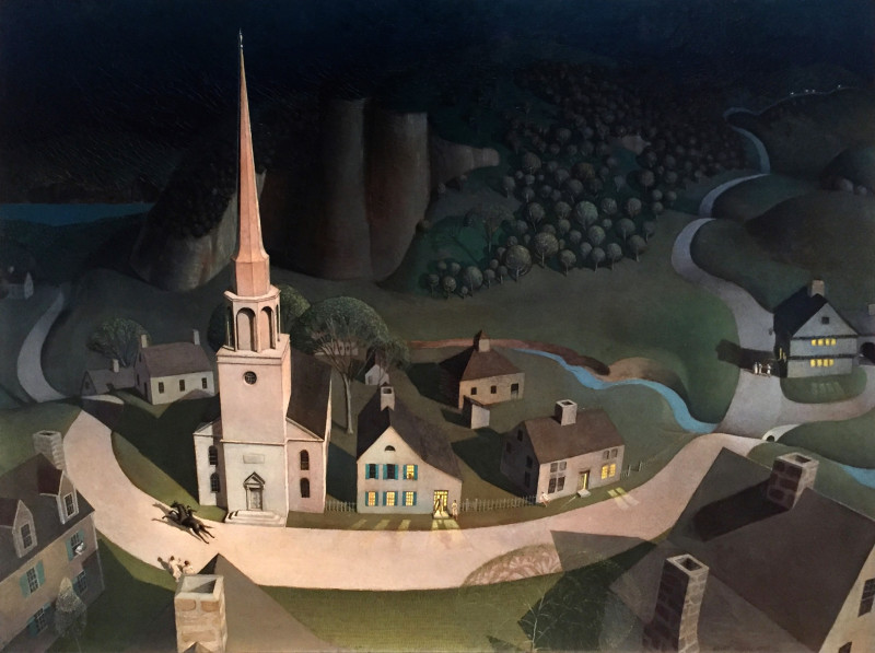 Grant Wood reprodukcija The Midnight Ride of Paul Revere (1931), Urbanistinė tapyba , paveikslai, reprodukcijos internetu