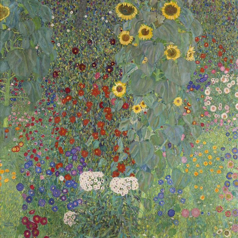 Gustav Klimt reprodukcija Farm Garden with Sunflowers , Gėlės , paveikslai, reprodukcijos internetu