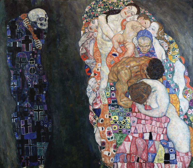 Death and Life reproduction of painting by Gustav Klimt. Fantastic