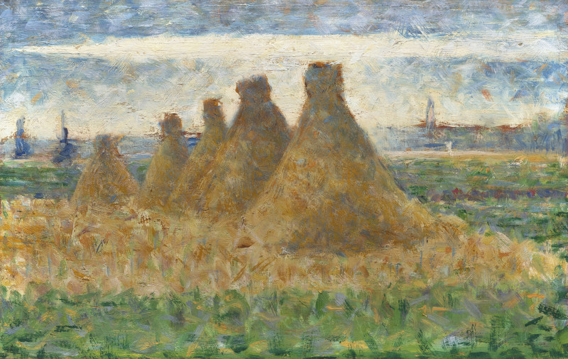 Haystacks (ca. 1882) reproduction of painting by Georges Seurat. Classical Paintings