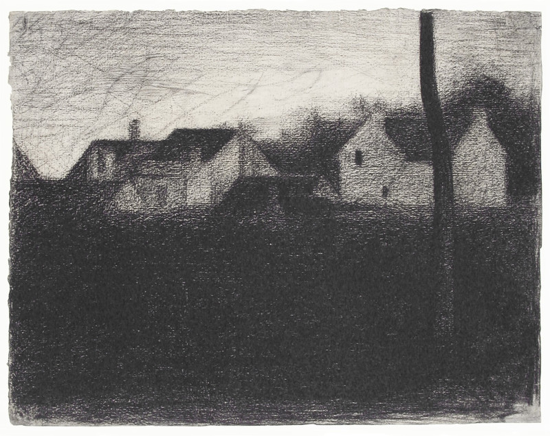 Landscape With Houses (ca. 1881–1882) reproduction of painting by Georges Seurat. Classical Paintings