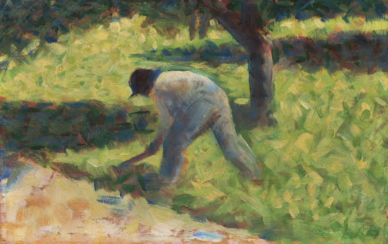 Peasant with a Hoe (ca. 1882) reproduction of painting by Georges Seurat. Classical Paintings