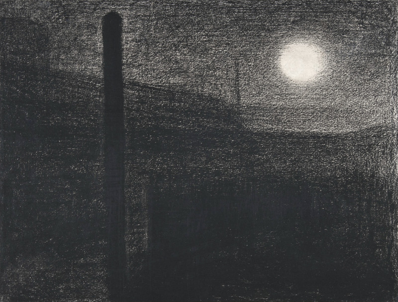 Georges Seurat reprodukcija Courbevoie, Factories by Moonlight (ca. 1882–1883), Klasikų reprodukcijos , paveikslai, reprodukc...