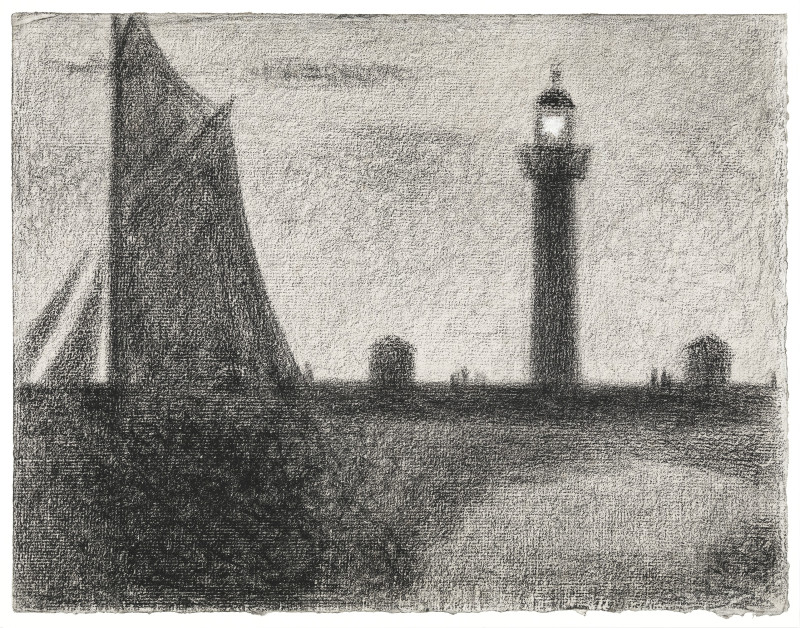 Georges Seurat reprodukcija The Lighthouse at Honfleur (1886), Klasikų reprodukcijos , paveikslai, reprodukcijos internetu