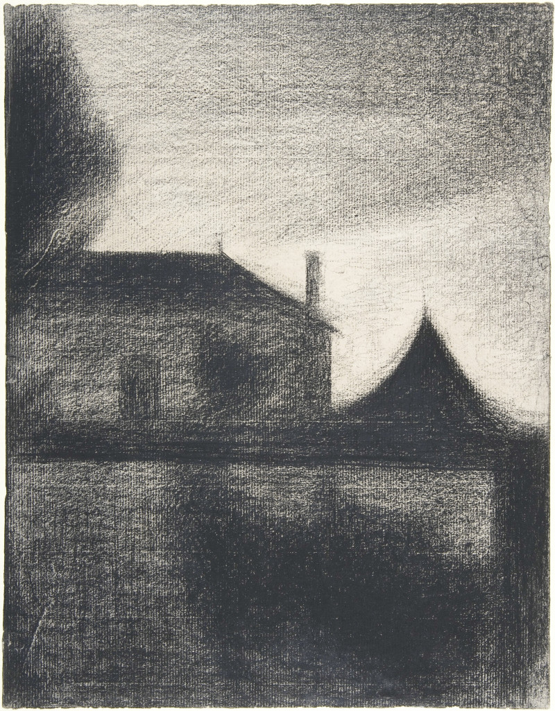 Georges Seurat reprodukcija House at Dusk (La Cité) (1886), Klasikų reprodukcijos , paveikslai, reprodukcijos internetu