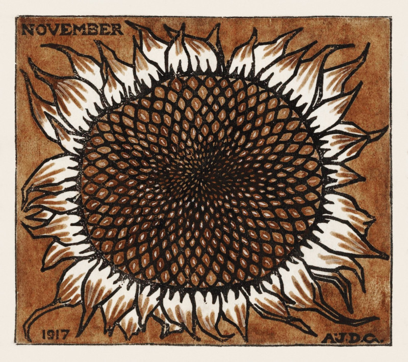 November Sunflower reproduction of painting by Julie de Graag. Flowers