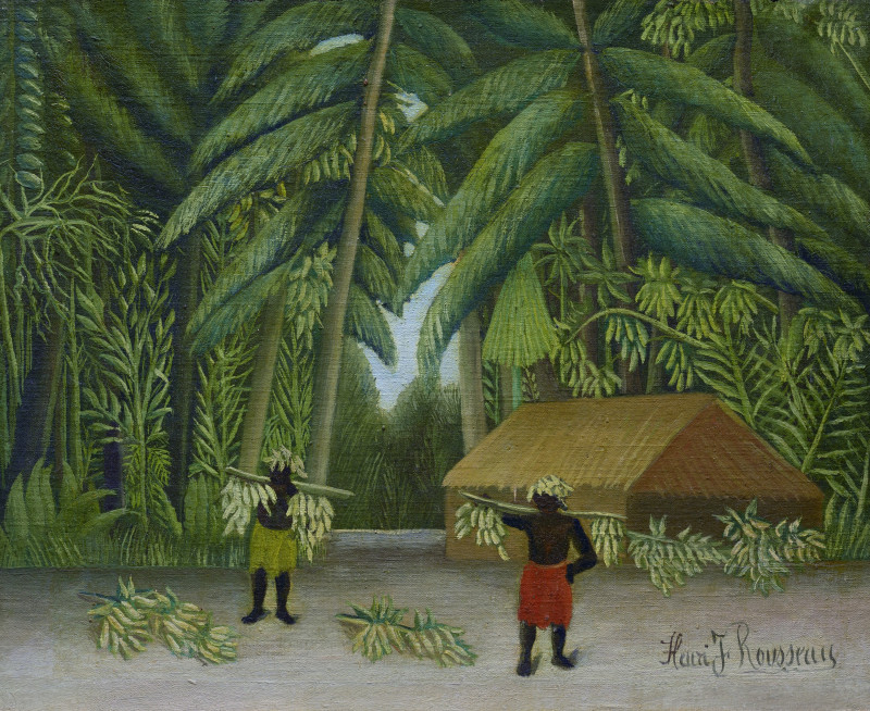 Banana Harvest reproduction of painting by Henri Rousseau. Landscape