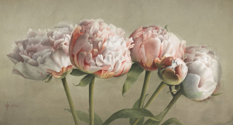 Peonies for Her reproduction of painting by Arūnas Vilkevičius. Flowers