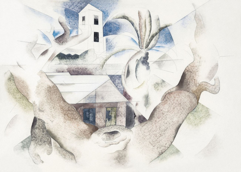 Charles Demuth reprodukcija Bermuda No. 1, Tree And House, VISOS REPRODUKCIJOS , paveikslai, reprodukcijos internetu