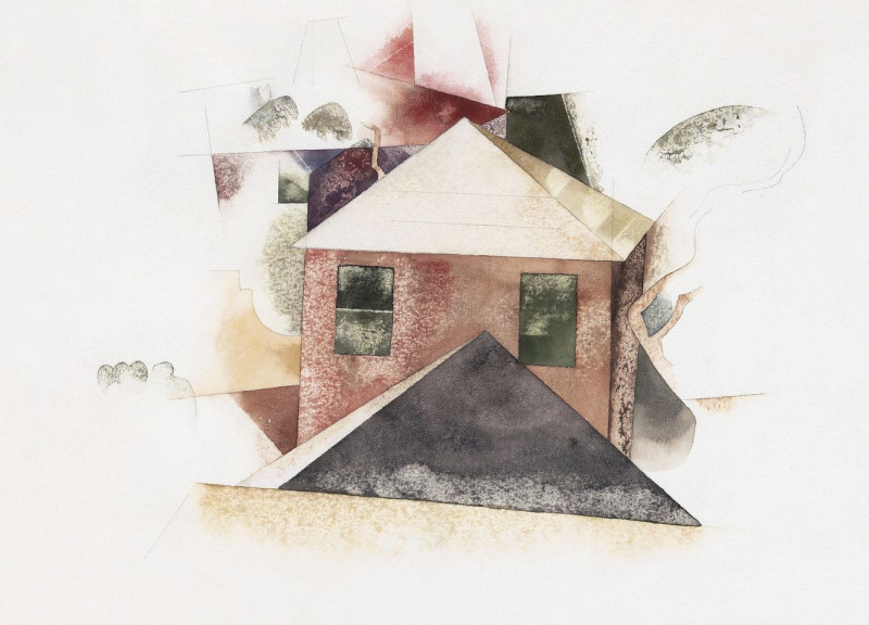 Charles Demuth reprodukcija Houses With Red, VISOS REPRODUKCIJOS , paveikslai, reprodukcijos internetu