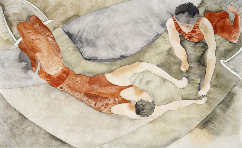 Two Trapeze Performers In Red reproduction of painting by Charles Demuth. ALL GICLEE PRINTS