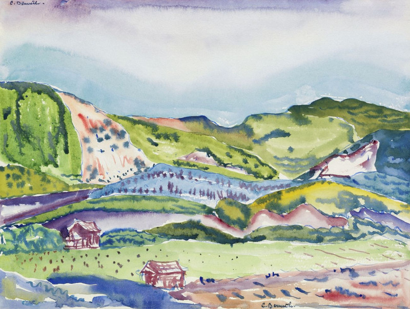 Mountain With Red House reproduction of painting by Charles Demuth. ALL GICLEE PRINTS