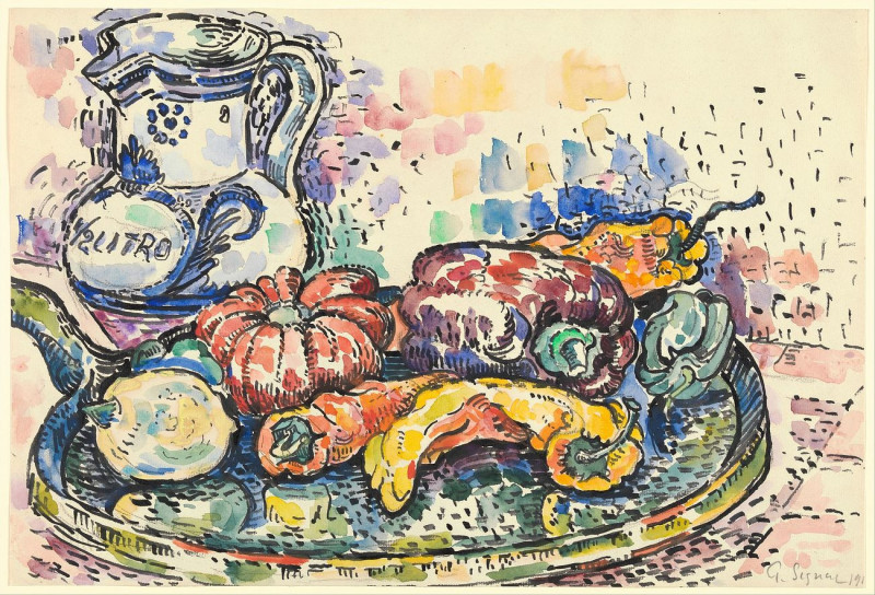 Paul Signac reprodukcija Still Life With Jug, Natiurmortas , paveikslai, reprodukcijos internetu