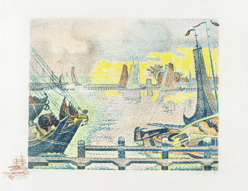 Boats At Flushing reproduction of painting by Paul Signac. ALL GICLEE PRINTS