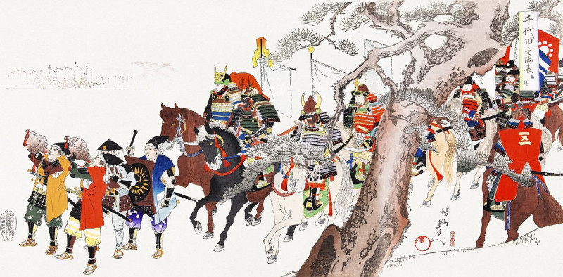 Public Appearances Of Shōgun reproduction of painting by Toyohara Kunichika. ALL GICLEE PRINTS