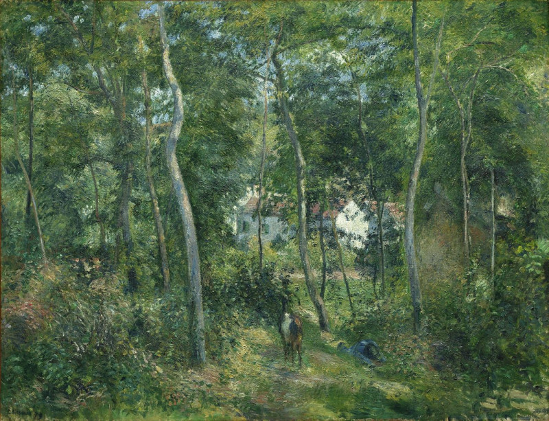 Edge Of The Woods Near L'Hermitage, Pontoise reproduction of painting by Camille Pissarro. ALL GICLEE PRINTS