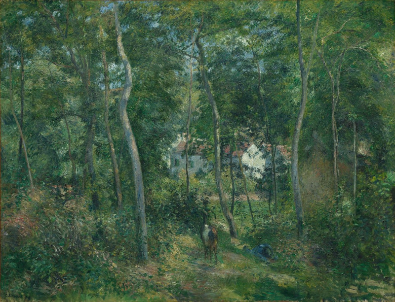 Edge Of The Woods Near L'Hermitage, Pontoise reproduction of painting by Camille Pissarro. ALL GICLEE PRINTS