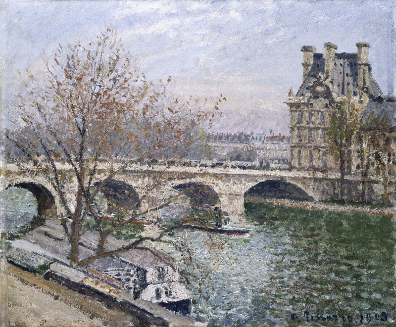 The Pont Royal And The Pavillon De Flore reproduction of painting by Camille Pissarro. ALL GICLEE PRINTS