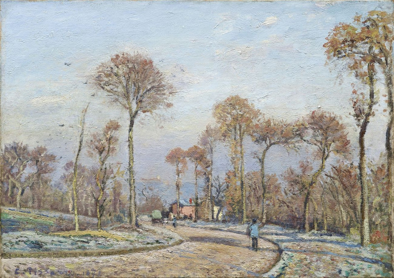 The Road To Versailles, Louveciennes: Morning Frost reproduction of painting by Camille Pissarro. ALL GICLEE PRINTS