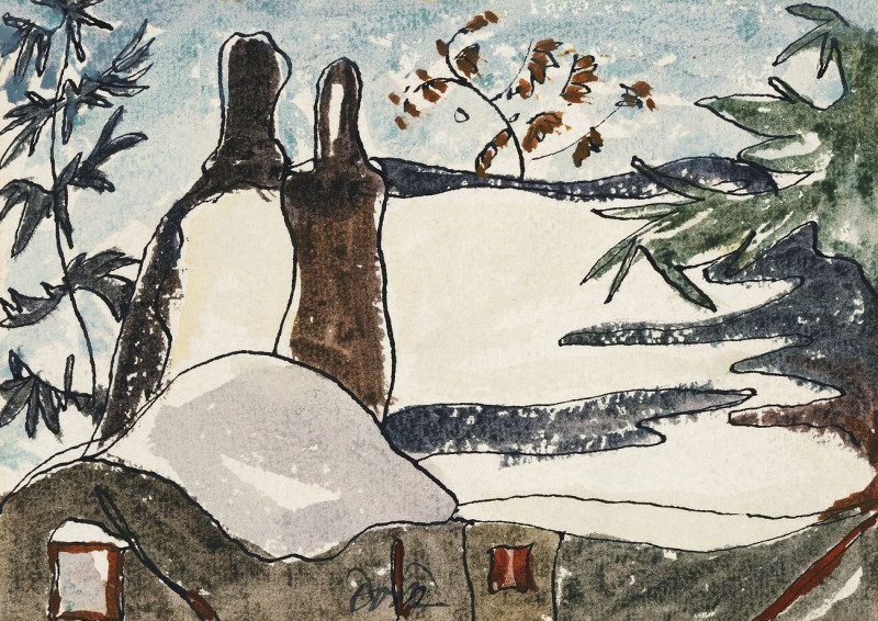 Arthur Dove reprodukcija Arthur Dove'S Snowy Rooftops And Trees, VISOS REPRODUKCIJOS , paveikslai, reprodukcijos internetu