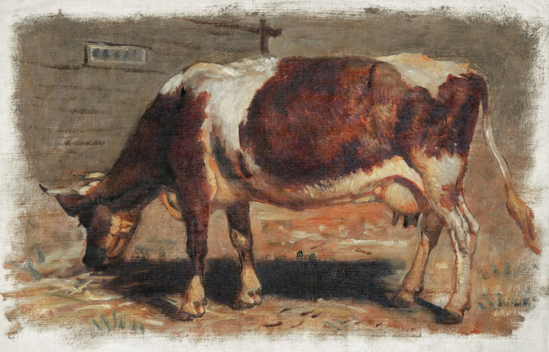 Study Of A Grazing Cow reproduction of painting by Samuel Colman. ALL GICLEE PRINTS