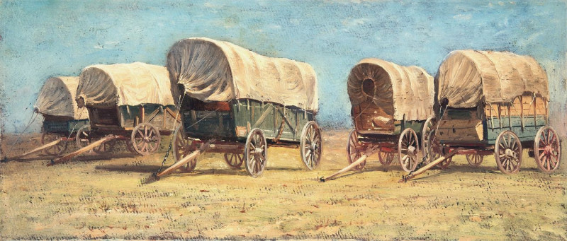 Study Of Covered Wagons reproduction of painting by Samuel Colman. ALL GICLEE PRINTS