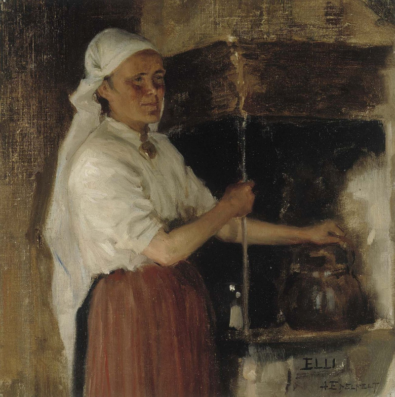 Albert Edelfelt reprodukcija Elli Jäppinen At The Stove, Study, 1887, VISOS REPRODUKCIJOS , paveikslai, reprodukcijos internetu