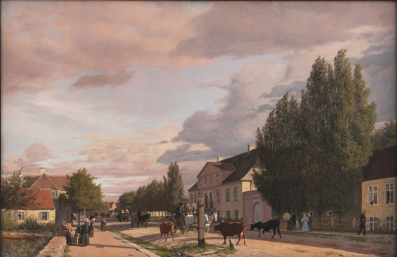 View Of A Street In Østerbro Outside Copenhagen reproduction of painting by Christen Købke. ALL GICLEE PRINTS